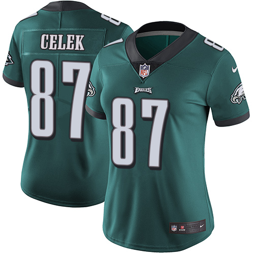 Nike Eagles #87 Brent Celek Midnight Green Team Color Women's Stitched NFL Vapor Untouchable Limited Jersey - Click Image to Close
